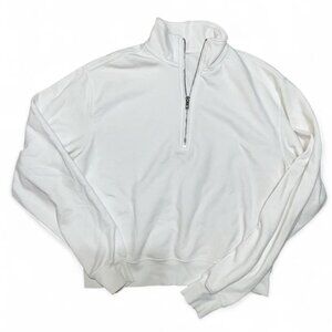 Fabletics White Quarter Zip Long Sleeve Pullover Sweatshirt